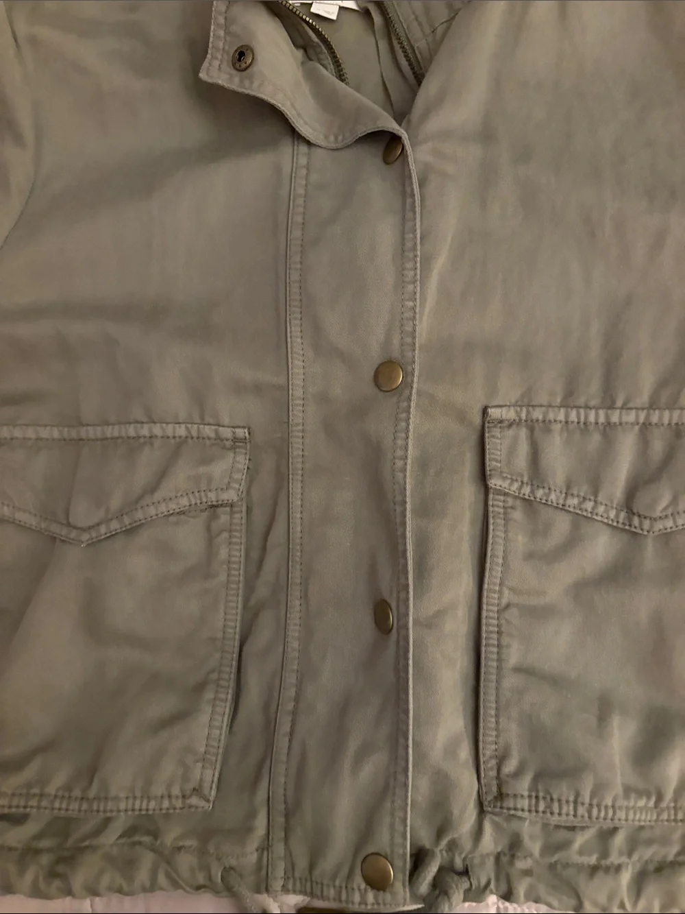 LOFT Sage Green Utility Jacket with Drawstring Hem - Picture 6 of 7